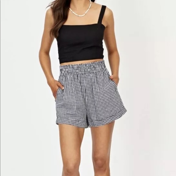 NWT Glassons Linen Blend Gingham Elastic Waist Shorts Size 12 AU - 8 US - Picture 3 of 3